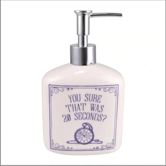Soap Dispenser Our Name is Mud You Sure That Was 20 Seconds White, Purple New - Picture 1 of 4